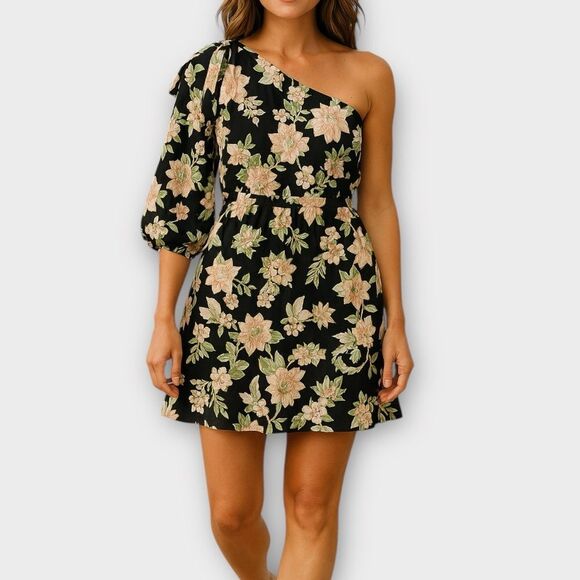 Who What Wear One Shoulder Floral Shift Dress with Pockets Size L - Picture 1 of 6